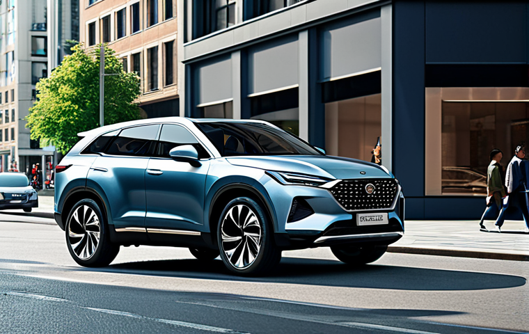 지엠 쉐보레 이쿼녹스 하이브리드 출시 소식 - Modern Car Design Evolution**
"Sleek, modern hybrid SUV, parked in a city center, showcasing design...