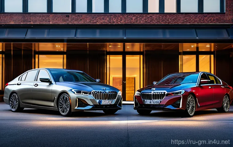 지엠 캐딜락 CT5와 BMW 3시리즈 비교 - **Image Prompt: Urban Elegance vs. Bold Statement**
"A sophisticated side-by-side view of two pr...