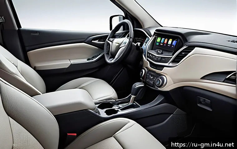 지엠 쉐보레 트레일블레이저의 내부 공간 - Interior view of a modern Chevrolet Trailblazer cabin showcasing ergonomic design and spacious seati...